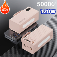 Portable 120W Super Fast Charging Built-in 4 Cables 50000mAh Spare Battery for IPhone Xiaomi Samsung Huawei Portable Charger