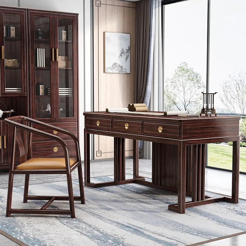 Solid wood desk home desk study furniture set combination purple gold sandalwood computer table calligraphy table