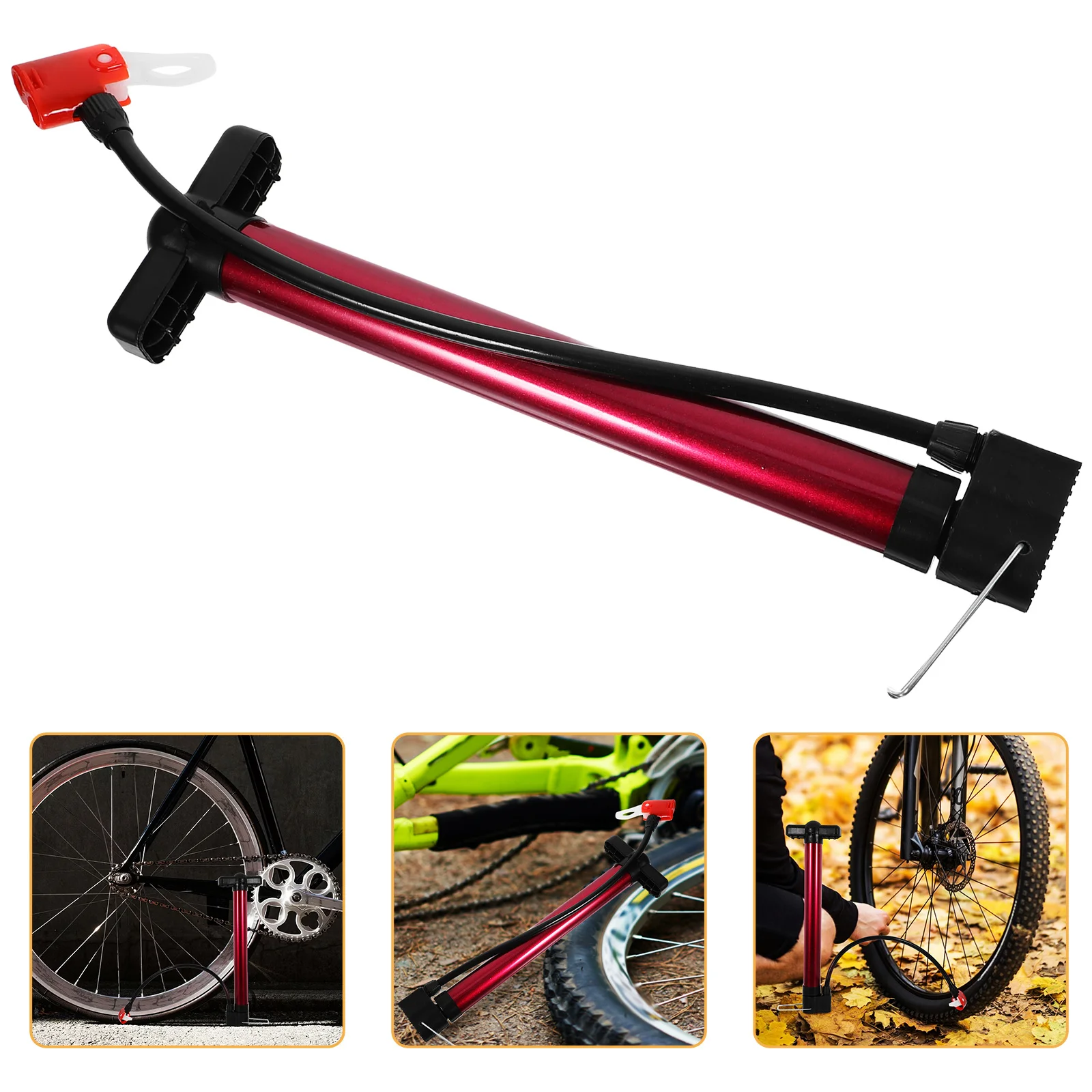 

Portable Bike Pump Lightweight For Bicycle Tire Inflation Multi-Valve Adapter Cycling Air Pump Road Mountain Bike