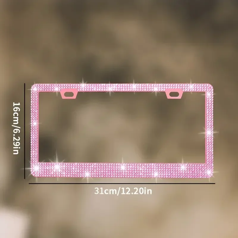 31*16cm Rhinestone Car License Plate Frame Cover Frame Auto Parts Glittering Crystal License Plate Holder for Ladies