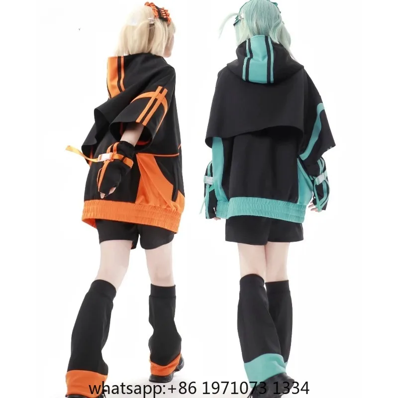 Japanese Style Mine Sportswear Green Black Orange Black Overcoat Spring New Original Y2K Loose Leg Warmer Shorts Full Set CHJ875