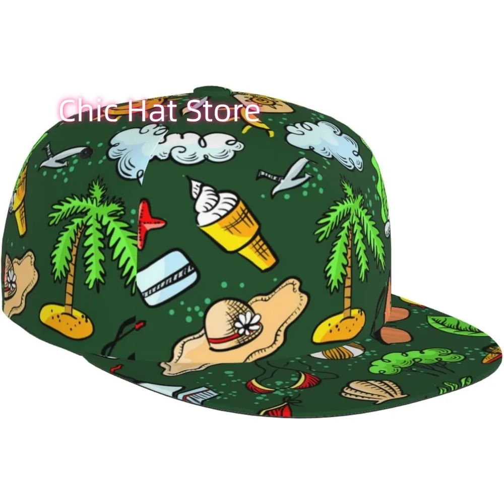 Summer Scales Adjustable Baseball Cap for Women Men Flat Bill Snapback Hat Hip Hop Hat Outdoor Sports Trucker Cap