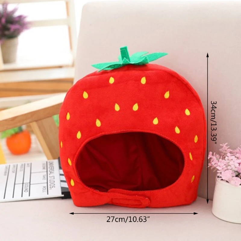 かわいいぬいぐるみイチゴ帽子スカーフキャップ耳介ソフト冬暖かいフルヘッドギア女性男性子供ノベルティコスプレ衣装ドロップシップ