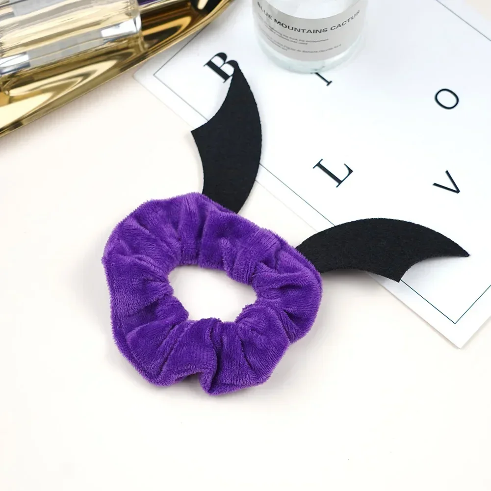 Cute Cartoon Bat Spider Demon Halloween Hair Scrunchies Christmas Elastic for Girls Antlers Hair Ring Horsetail Holder Headwear