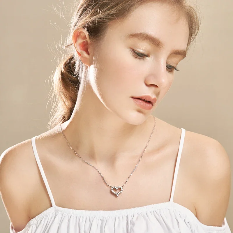 Moissanite Diamond 1CT Necklace For Woman Pendant 925 Silver Women Chains Party Bridal Fine Jewelry