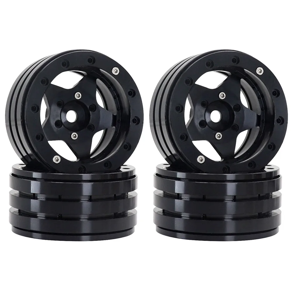 1.9 Metal Beadlock Five-pointed Star Hole Wheel Hub Rim For 1/10 Rc Crawler Axial Scx10 Axi03007 Yikong Trx4 Trx6 Rgt Redcat D90