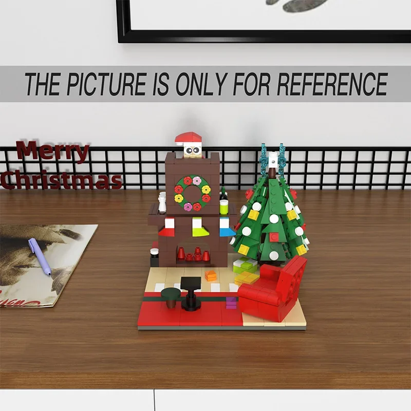 Tema de natal inverno lareira casa blocos de construção conjunto diy cena bloco de construção modelo crianças brinquedo presente natal