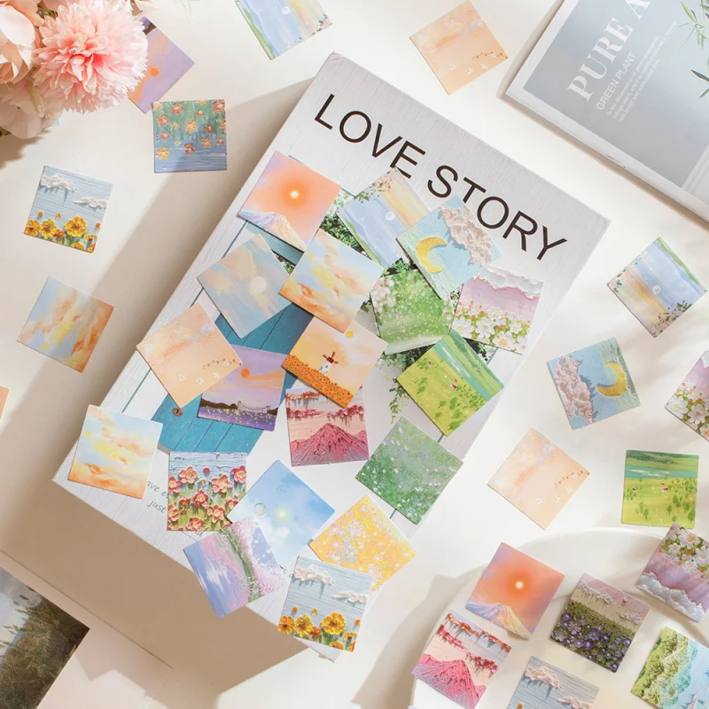 Box-packed stickers Pink Tone Series Creative freshinsWind Journal Material Stickers46Piece in image 5