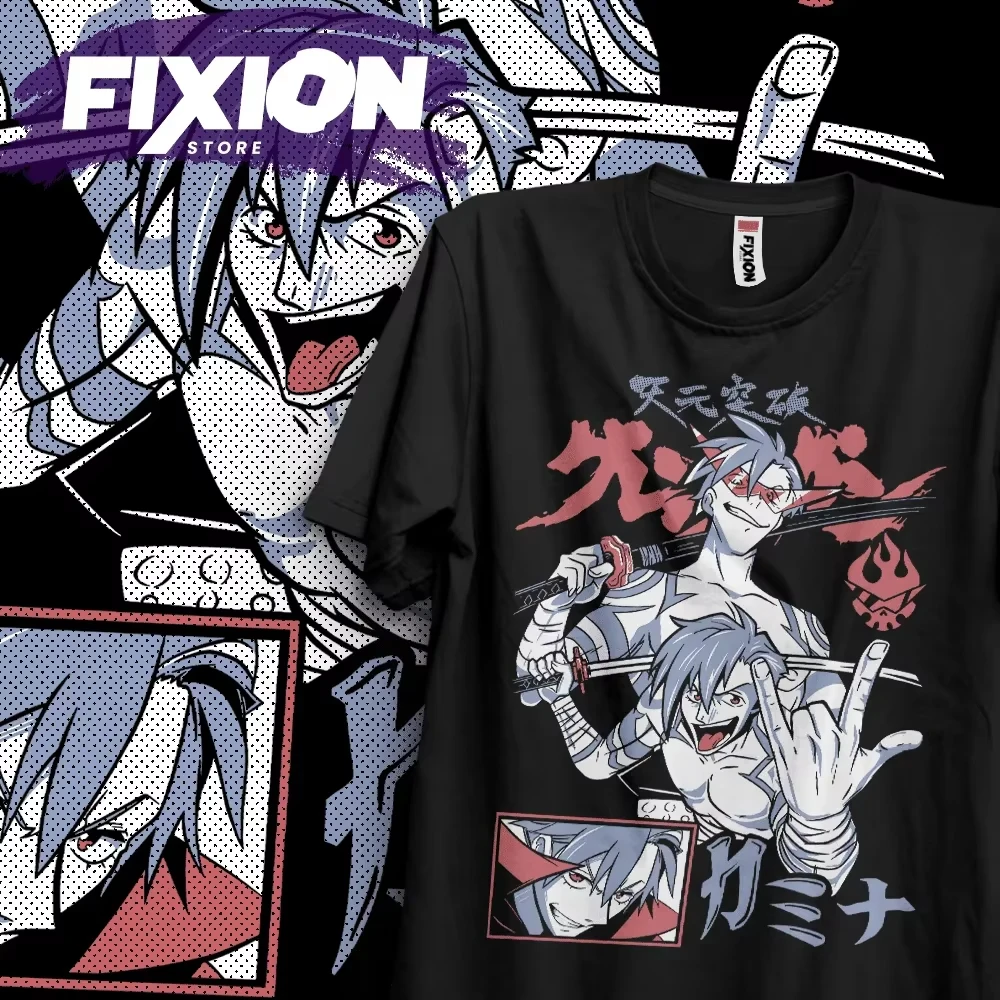 Camiseta con Estampado de Anime Kamina Manga, Tengen Toppa Gurren Lagann, Ropa Urbana, Moda Harajuku, Camiseta de Algodón Extra Grande para Hombre y Mujer