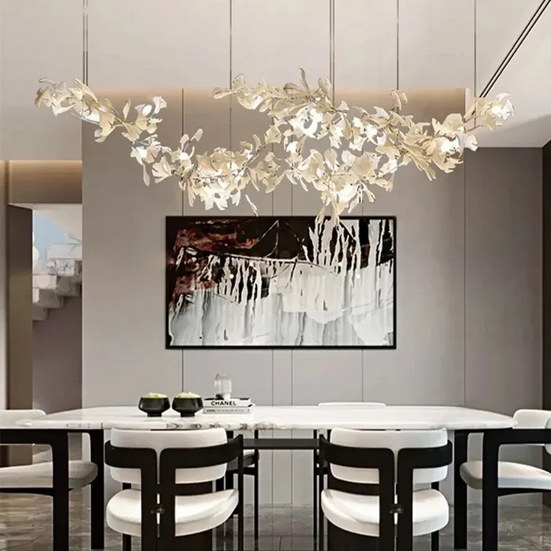 Modern Design Living Room Chandeliers Ceramics Leaves Bedroom Hanging Lamps Luxury Hotel Art Lobby House Decor Lights Fixtures