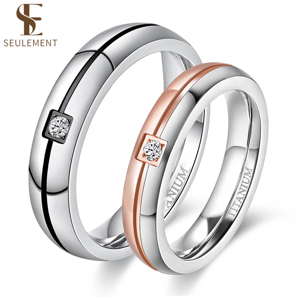 

Seulement 4mm Titanium Rings Simplicity Cubic Zirconia Wedding Band Engagement Rings for Women Men Romantic Couple Jewelry