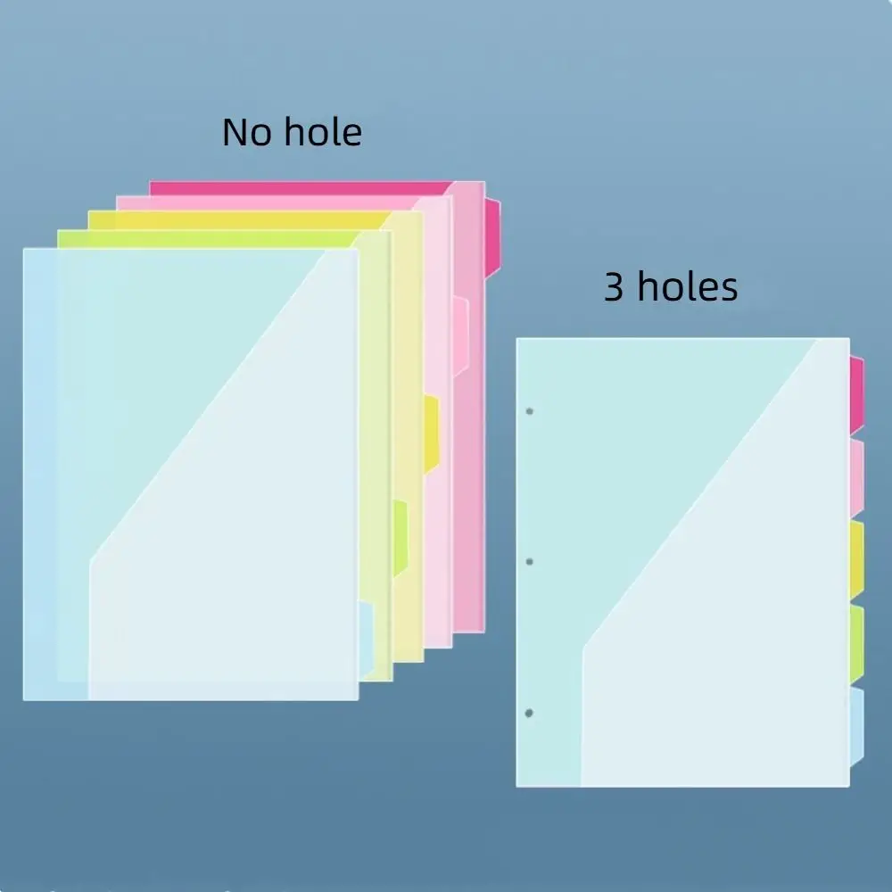 

5Pcs Document Organizer Index Page Folders with Pockets and Tabs 3 Holes Binder Dividers Pockets Wear-Resistant Colored Labels