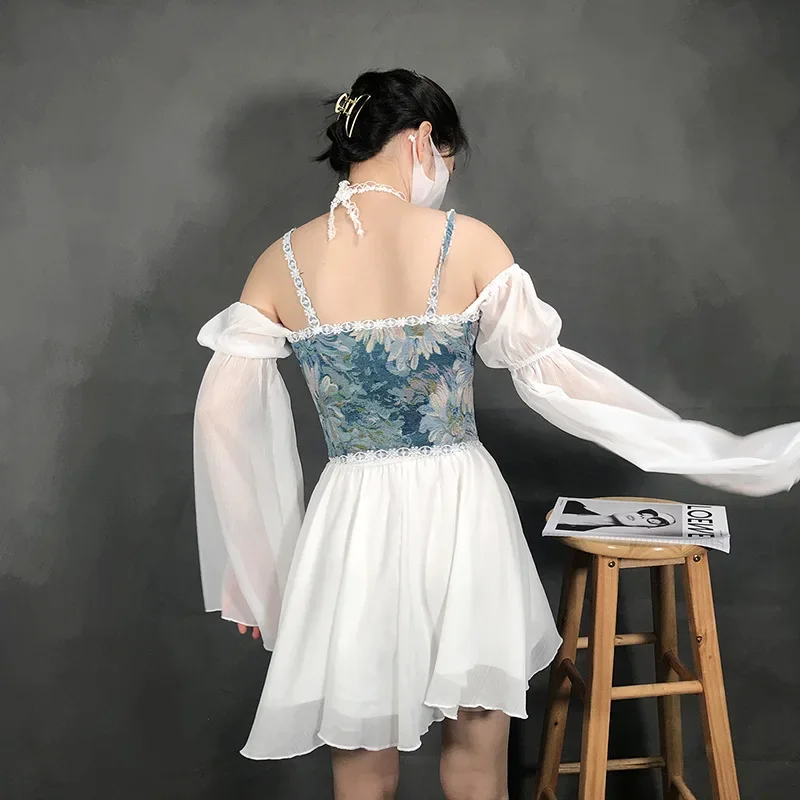 Oil Flower Pattern Tight Vest Vintage Front Lace-up Corsets Tops Renaissance Bustier Waist Training Camisole Bodyshaper