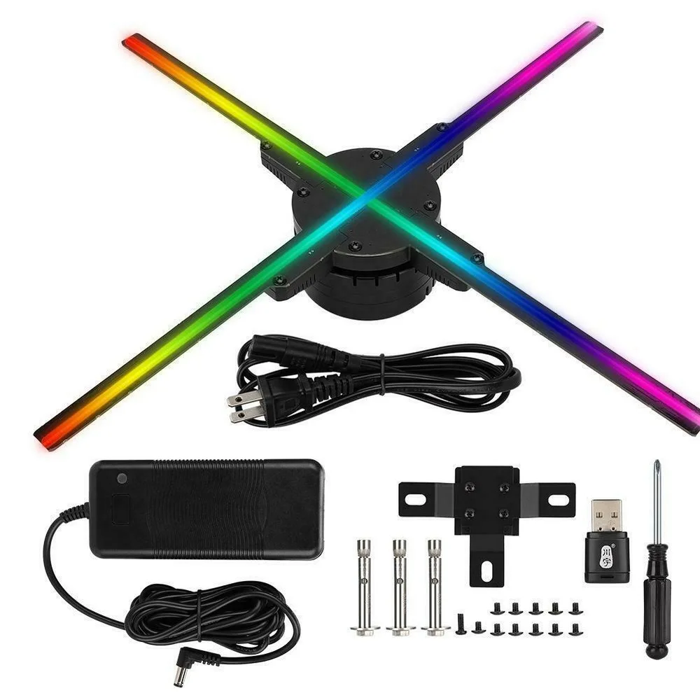 Four Blades 1024*1024  65cm Indoor Advertising Hologram 3D Holographic Naked Eyes 3D LED Fan with Wifi App Control