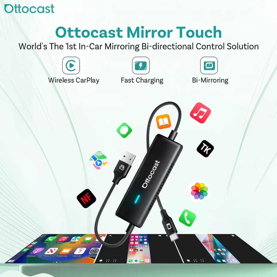 OTTOCAST Mirror Touch Wireless CarPlay Adapter Bi-Directional