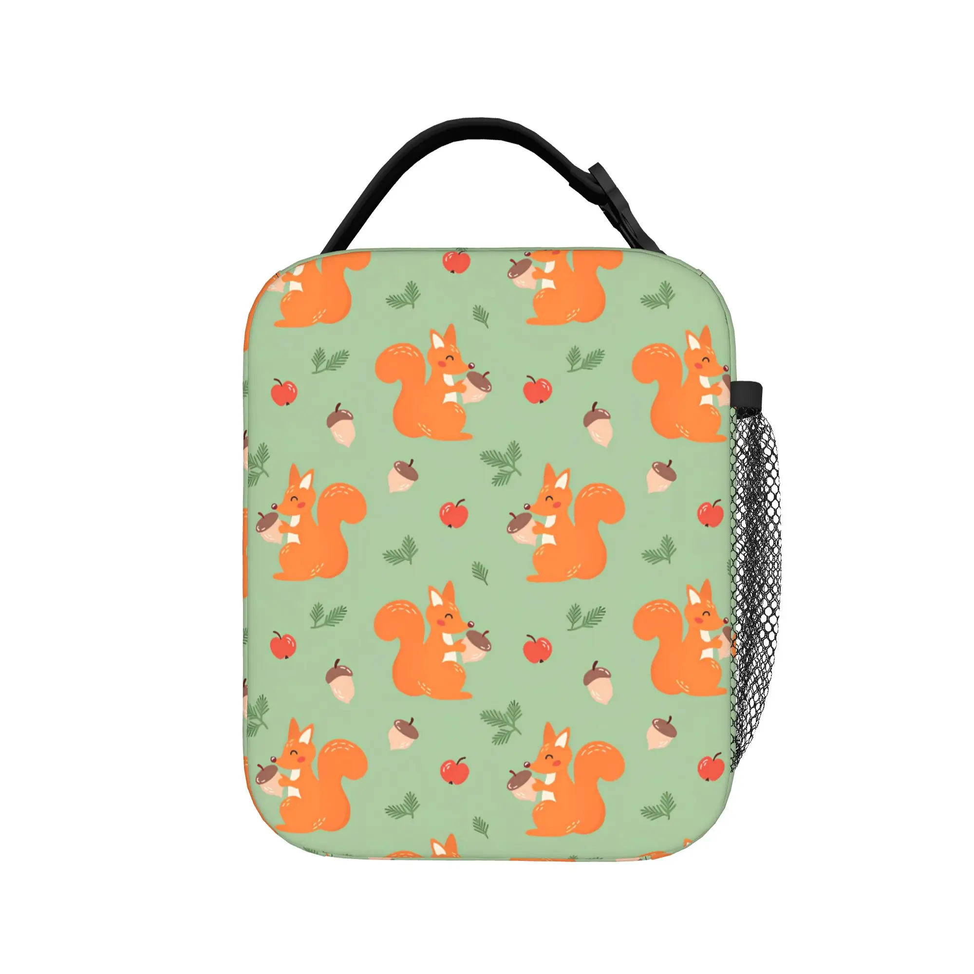 Cute Green Squirrel(1) Lunch Bag  Leisure Lunch Box For Unisex Picnic Convenient Cooler Bag Oxford Print Thermal Tote Handbags