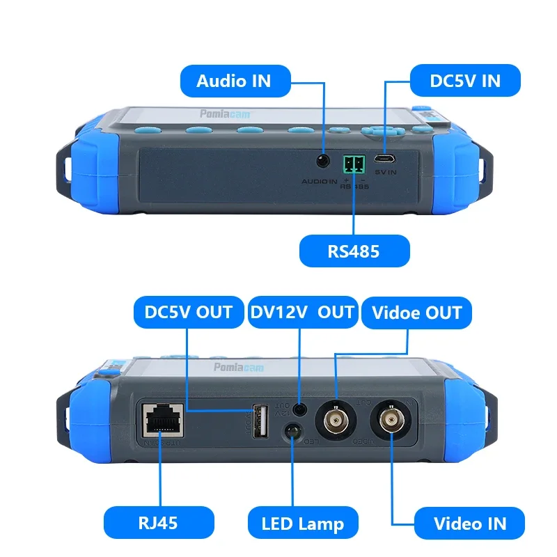 4-In-1 CCTV testing tool HD Coaxial Camera 5 Inch CCTV Tester IV8C plus support  CVBS/8MP AHD/8MP TVI/8MP CVI Camera VideoTest