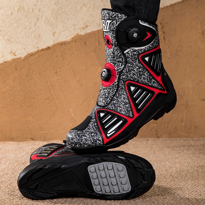Men's Motorcycle Riding Boots Waterproof Motocross Cycling Shoes Off-Road Motorbike Racing Anti-Drop Breathable Soft Equipment