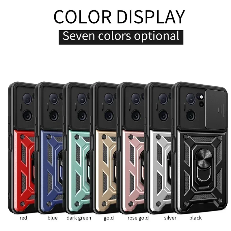 Armor Case for Xiaomi 13T Pro 13 Lite 12T 12 11T Mi 11 Lite 5G Cover Lens Protection with Ring Magnetic Holder Coque Fundas