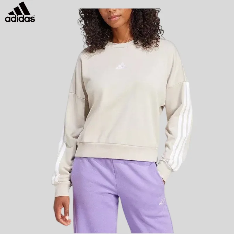 adidas Solid Plain French Terry Pullover Rib Cuff Drawstring Simple Basic Casual SweatshirtJE0014 1PCS