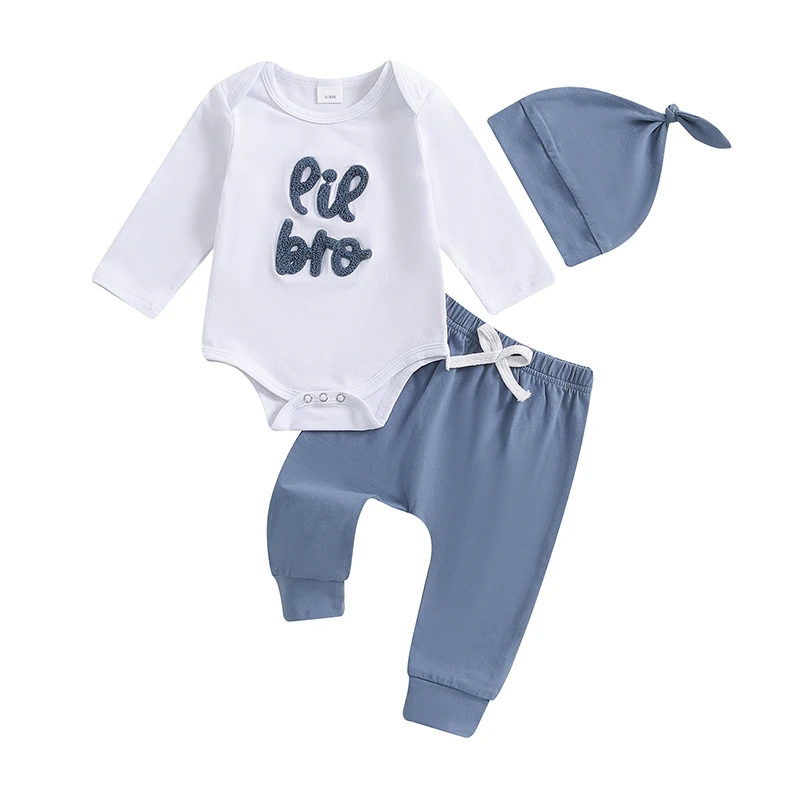 Newborn Baby Girl Boy Matching Clothes Lil Sis Bro Romper Pants And Hat Sister Brother Coming Home Outfits