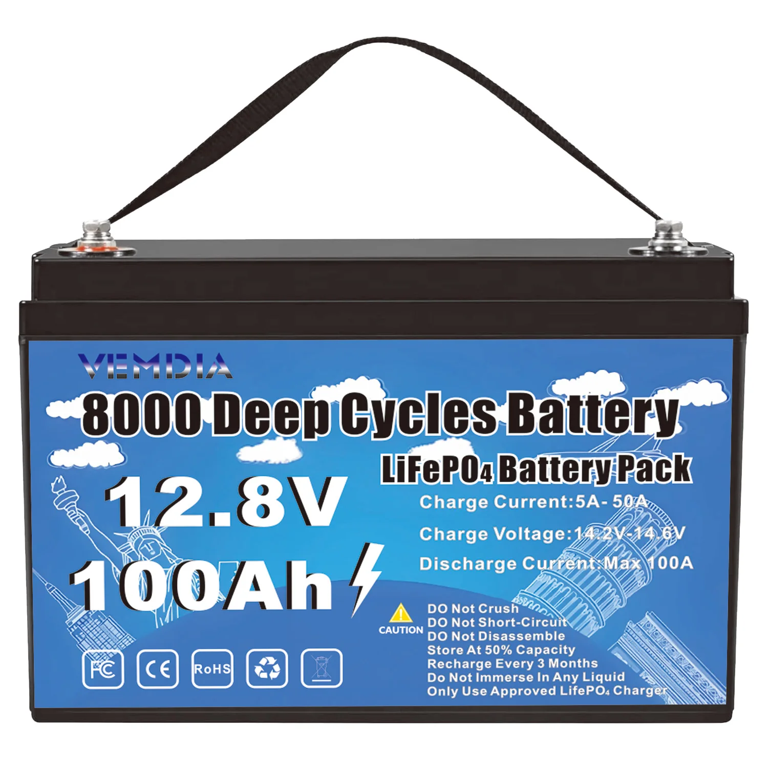 

Portable 12V 100Ah LiFePO4 Battery 1280WH