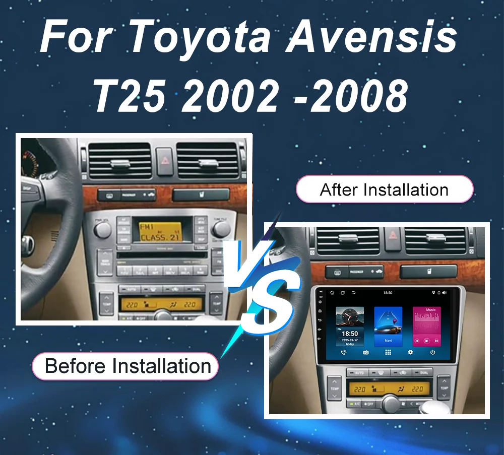 Android 15 Radio Stereo For Toyota Avensis T25 2002 -2008 Auto Multimedia Player GPS Navigation NO 2din Head Unit Touch Screen view 2