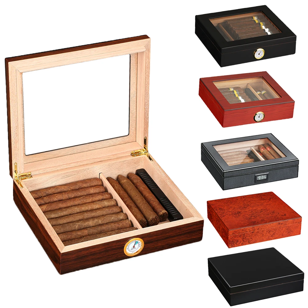 GALINER Cigar Portable Humidors Puro Cedar Wood Case Smoking Accessories Humidifier Cigar Hygrometer For Charuto Box Travel