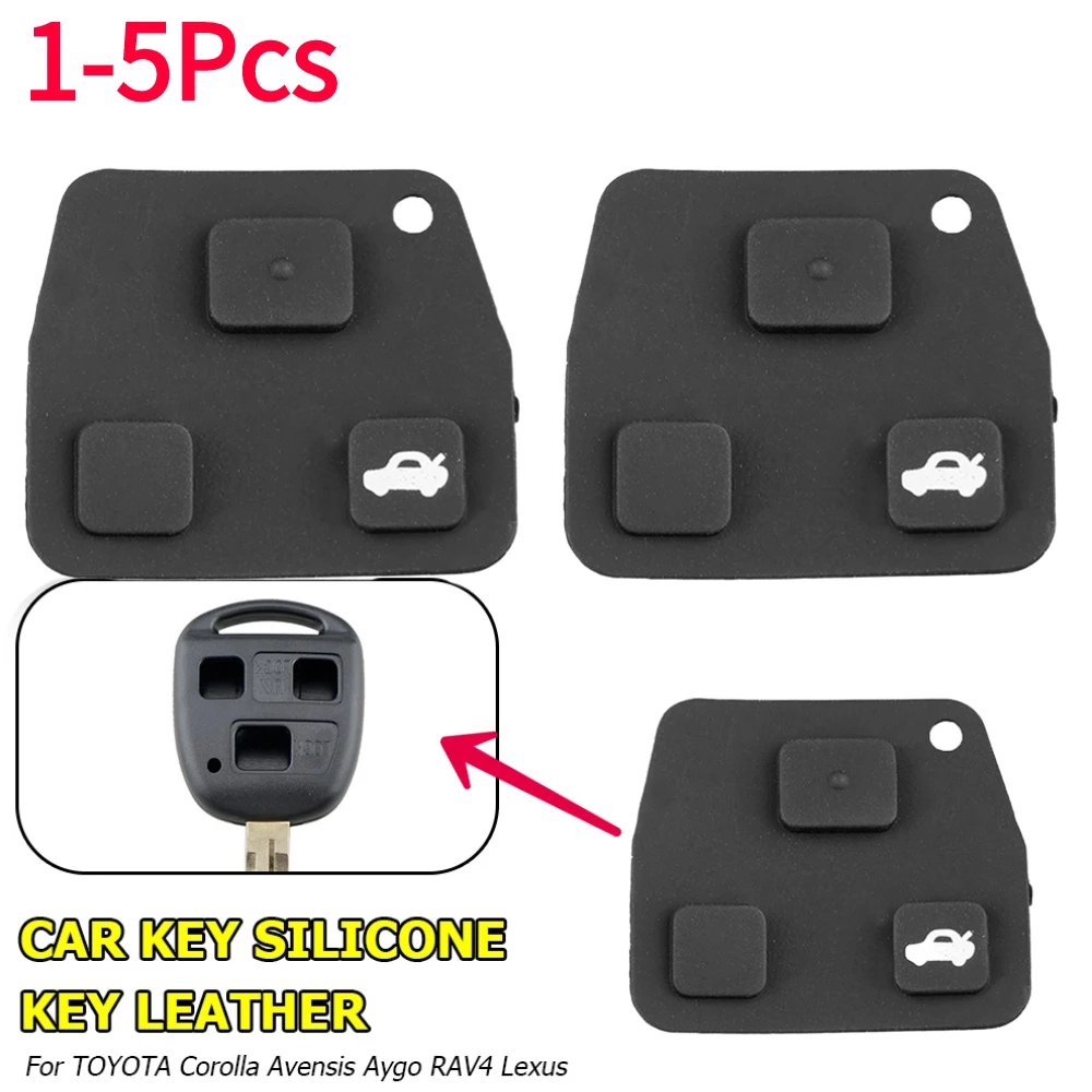 3 Button Silicone Car Remote Key Pad Black Rubber Keypad Replacement Fob Case Cover Shell for Toyota Avensis Camry Corolla