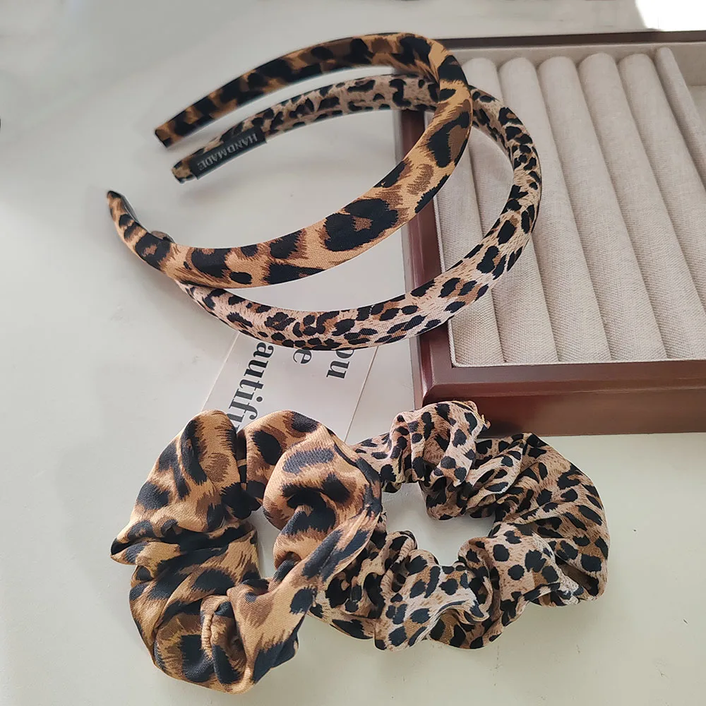 2 piezas europeas y americanas elegante leopardo bisel Retro mujeres diadema niñas bandas para el cabello diadema aro para vacaciones accesorios para el cabello