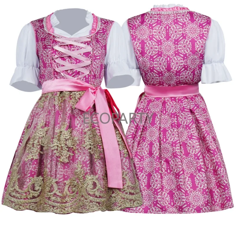 Traditional German Beer Festival Costume Lace Up Short Sleeve Patchwork Gothic Clothes For Women Women Oktoberfest Dirndl Dress