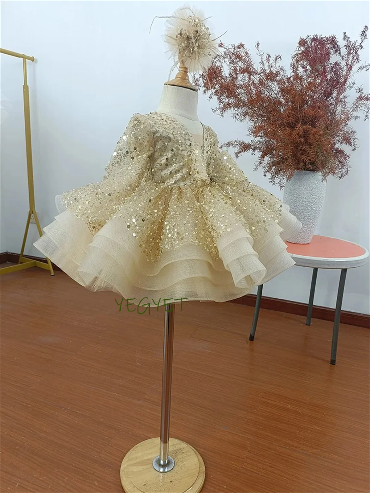 

Girl Dresses Puffy Little Girl Dress Beading Princess Dress Flower Girl Dresses Baby First Communion Bow Christmas Gift