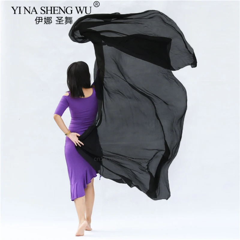 Belly Dance Accessories Pure Real Silk Veil Fabric Scarf For Stage Performance and Dance Practice Hand Dyed Gradient Color Veil