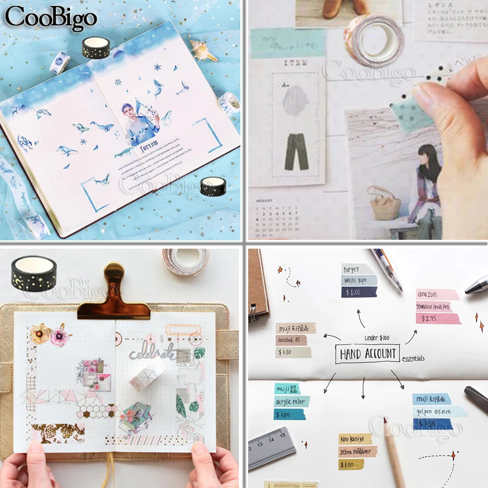 1Set Bronzing Washi Tape Decor Masking Tapes Adhesive Sticker Photo Album Scrapbooking Stationery Diary Gift Wrapping DIY Crafts