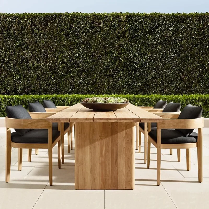 for Outdoor Solid Wood Dining Table and Chair Set Preservative Teak Old Villa Garden Hotel Leisure Furniture Combination
