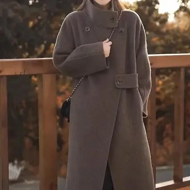 

Hepburn style double-sided wool coat autumn and winter new Korean version temperament high-end long woolen coat women