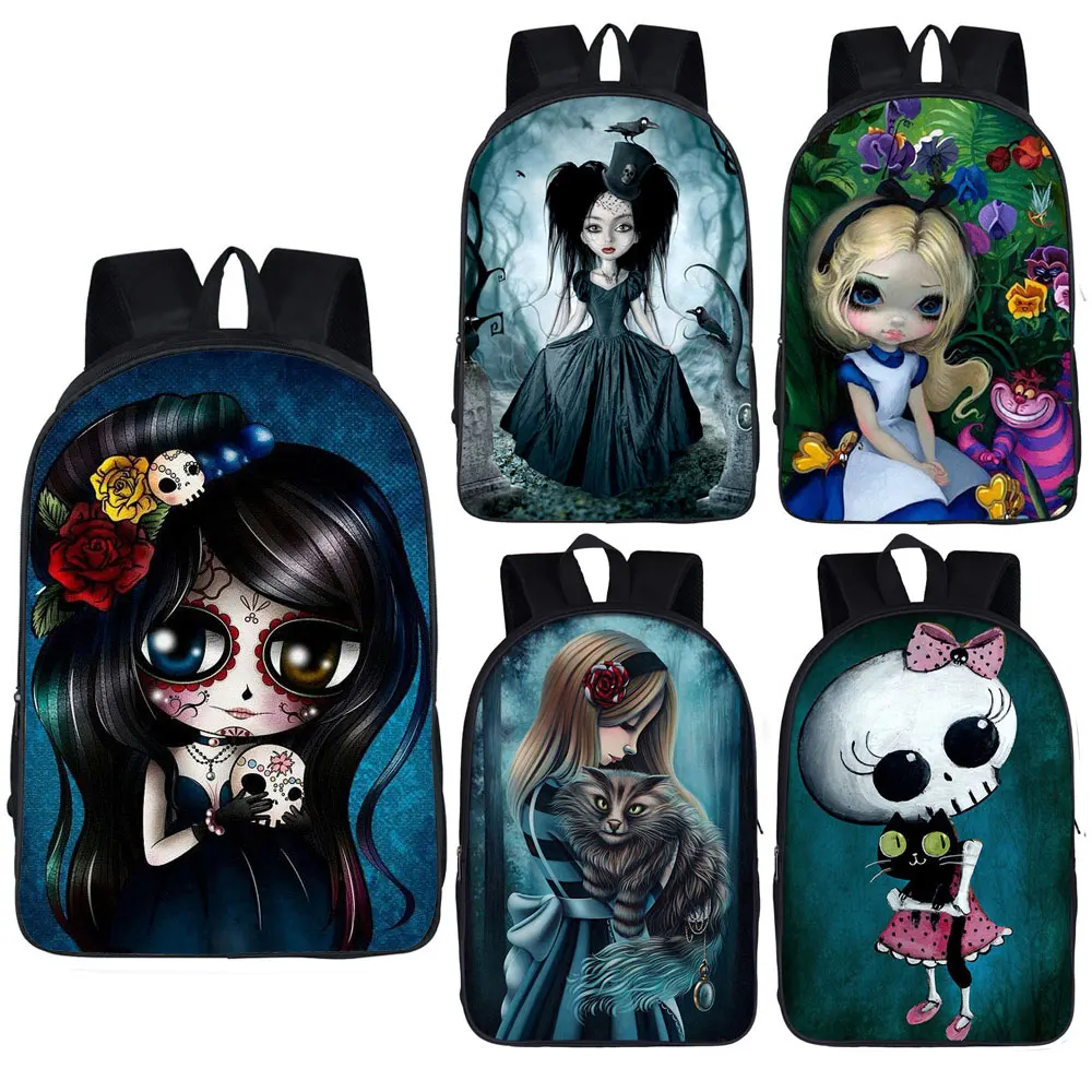 

Cartoon Gothic Girl Backpack for Teenagers Girls Children School Bags Women Rucksack Student Canvas School Backpacks Kid Bookbag