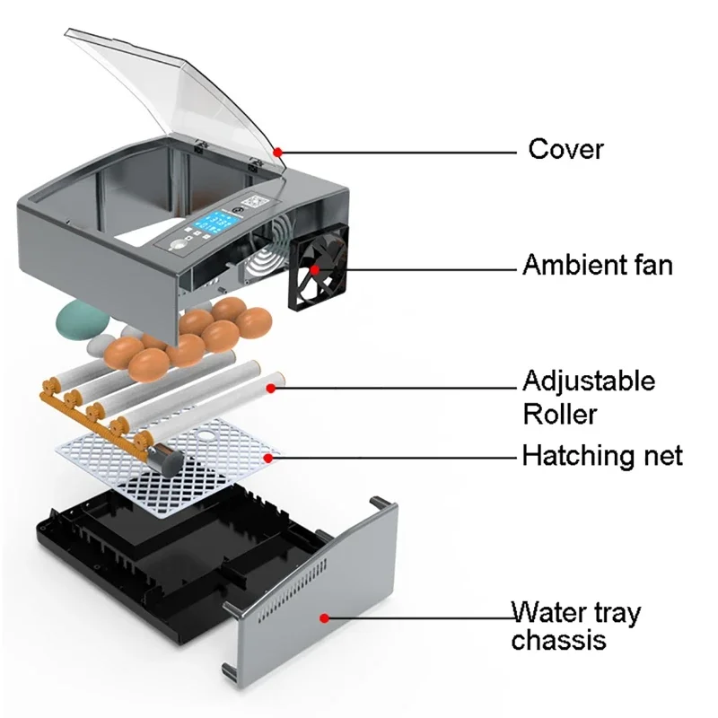 16 Eggs Incubator Auto Brooder Farm Chick Hatchery Machine Digital Egg Incubator Hatcher Goose Chicken Quail Farm Incubation