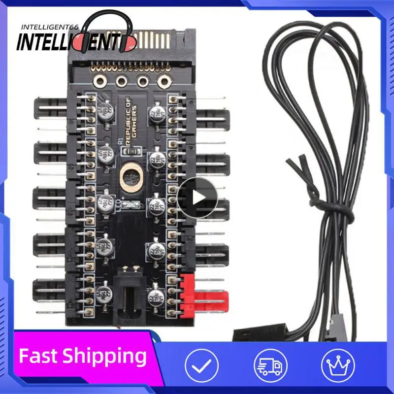 1 to 10 4Pin Cooling Fans Hub Splitter Cable 12V PWM LED Sata Power Suppply Adapter Speed Controller For PC Computer Mining