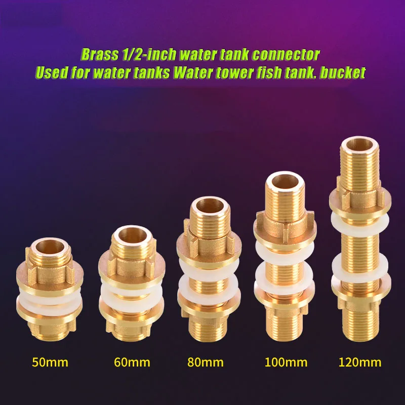 

1-50pcs 1/2" Brass Water Tank Connector Silicone Gasket Copper Pipe Fish Tank Coupling Joint Garden Irrigation Pipe Hose Adapter