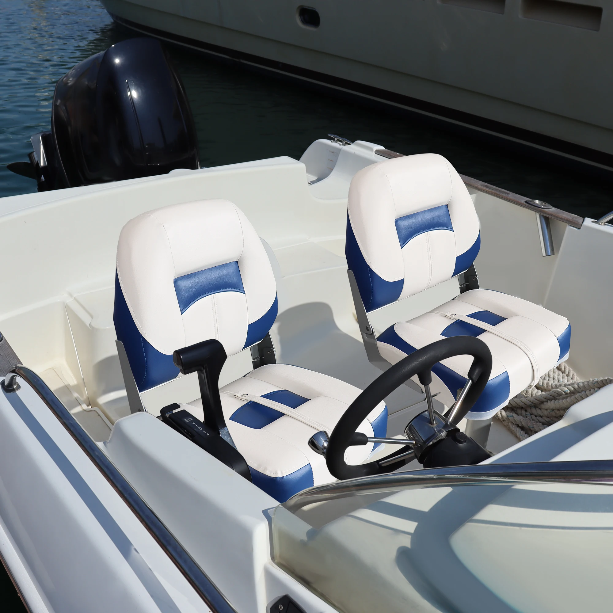 2PCS Boat Seats Marine Foldable Low Back Fold Boat Back Chairs for Fishing Marine Bass Pontoon Yacht Speed