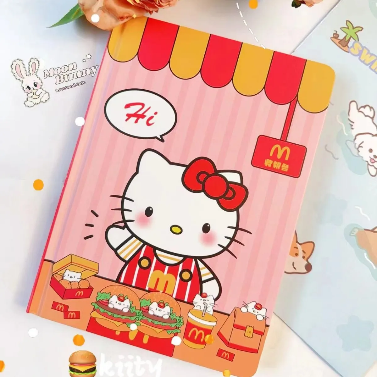 Pagina a colori A5 Notebook da ufficio con guscio rigido Simpatico cartone animato Hello Kitty Cover Pagina interna a colori Lineae Transversae Diario