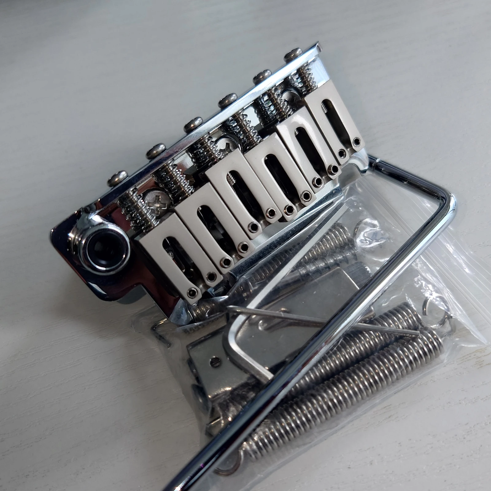 

The new listing Chrome 2 Point Guitar Tremolo System Bridge Steel Saddle Block for FD Guitar Accessories Made in Korea