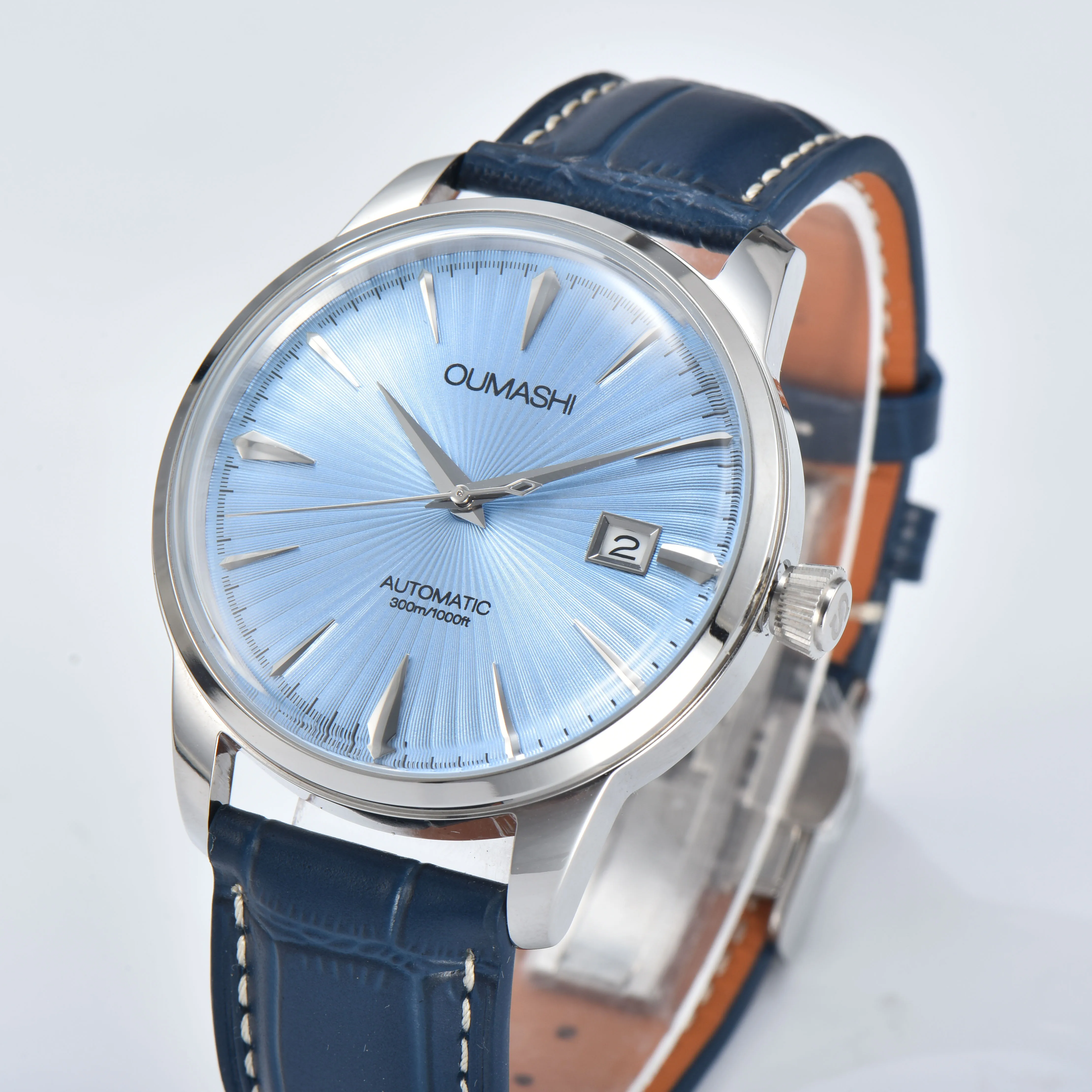 40mm Cocktail Automatic  NH35 Watch for Men Stainless steel case Double Dome sapphire glass leather strap