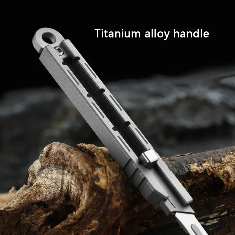 Imagem -02 - Mini Titanium Alloy Surgical Knife Acampamento ao ar Livre Open Box Art Push Knife Portátil com 10 Lâminas