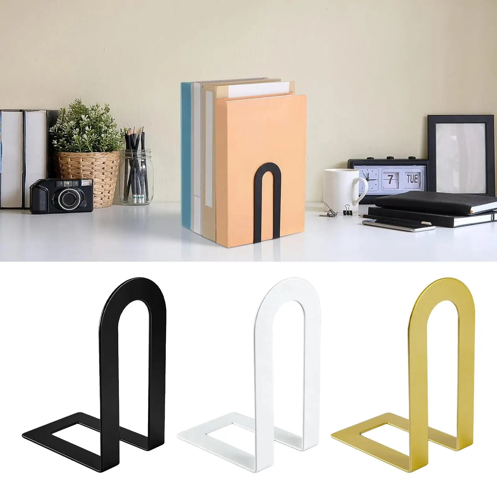 Bookends For Shelves 6 Pieces Heavy-Duty Non-Skid Stackable Organizer Decorative Shelf Bookends For Home Offices Cafes School