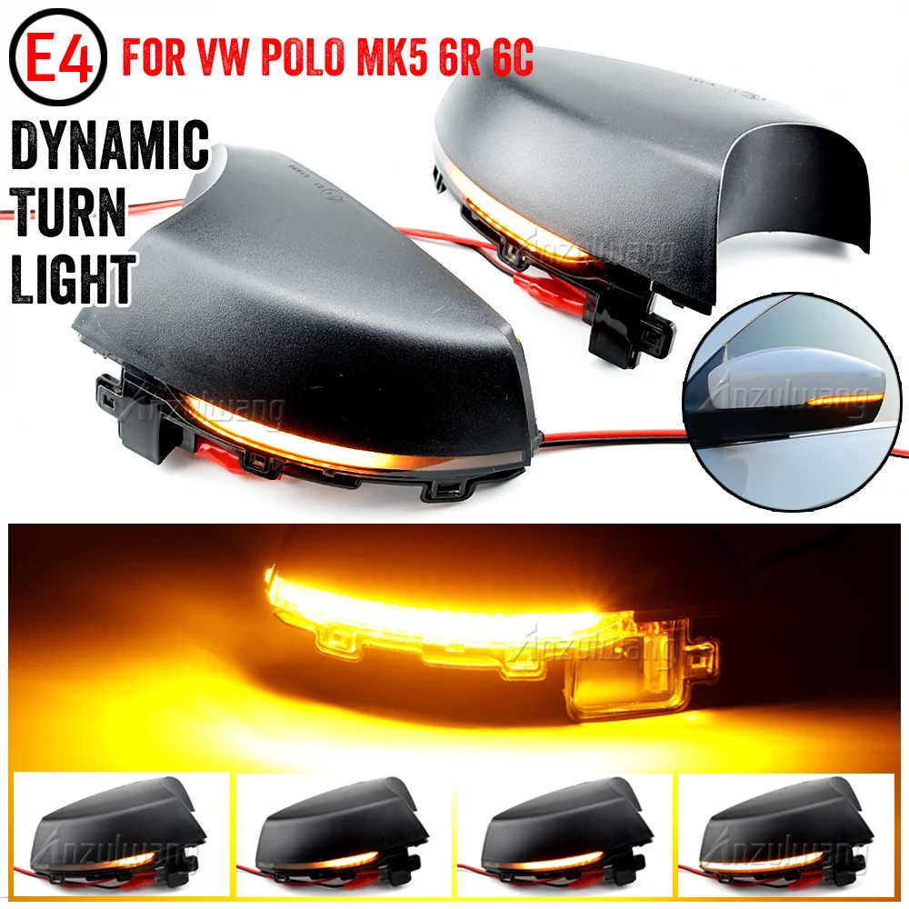 Lusterko boczne z kierunkowskazem dynamicznym LED do Volkswagen VW Polo MK5 6R 6C 2009 2010 2011 2012 2013 2014 -2017