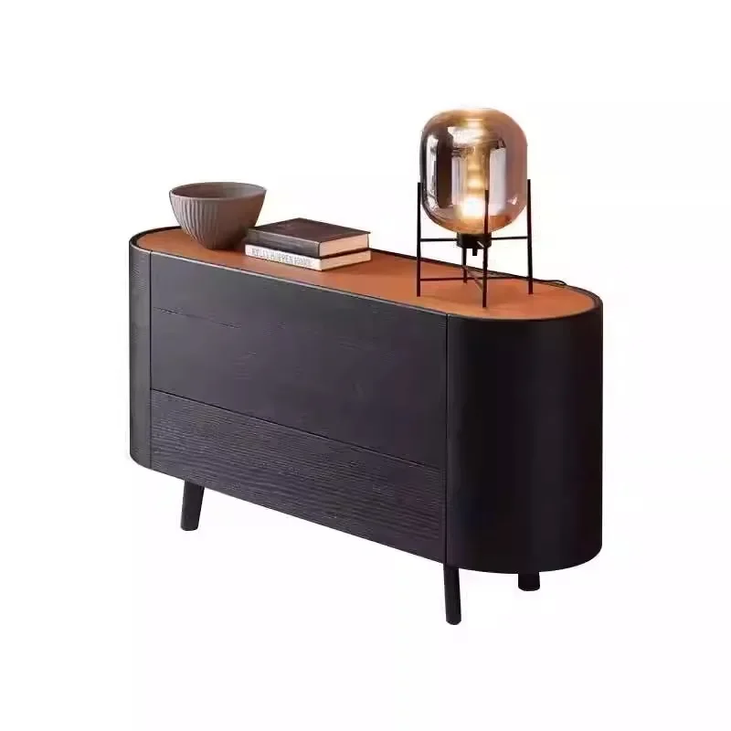 

Solid wood arc entrance cabinet Nanyang retro style bedroom chest modern