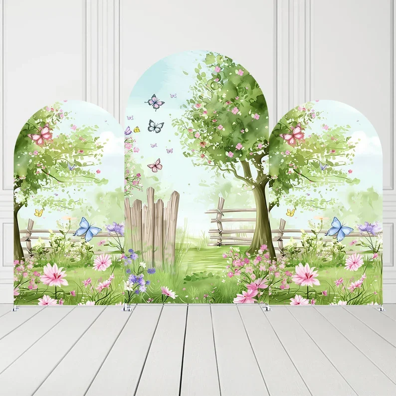 

Mehofond Spring Floral Garden Arch Backdrop Covers Butterfly Girl Birthday Party Decor Kids Baby Shower Dessert Parties Decors