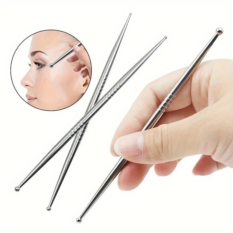 

"3PC Acupuncture Set - Double Head Face Massage Tool, Steel Acupressure Pen, Ear & Body Acupoint Probe for Muscle Relie